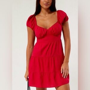 BNWT: Red LA Hearts (Pacsun) Dainty Trim Tie Back Mini Dres. Size Small.